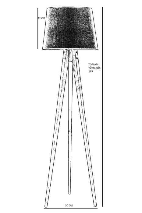 Opviq Lámpara de Pie Tripod Ceviz con Pantalla de Tela Negra y Nogal